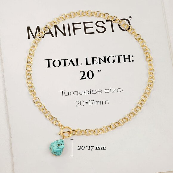 18k Gold Chain Link Necklace for Women, Baroque Pearl/Compass Pendant Necklace - Picture 4 of 7